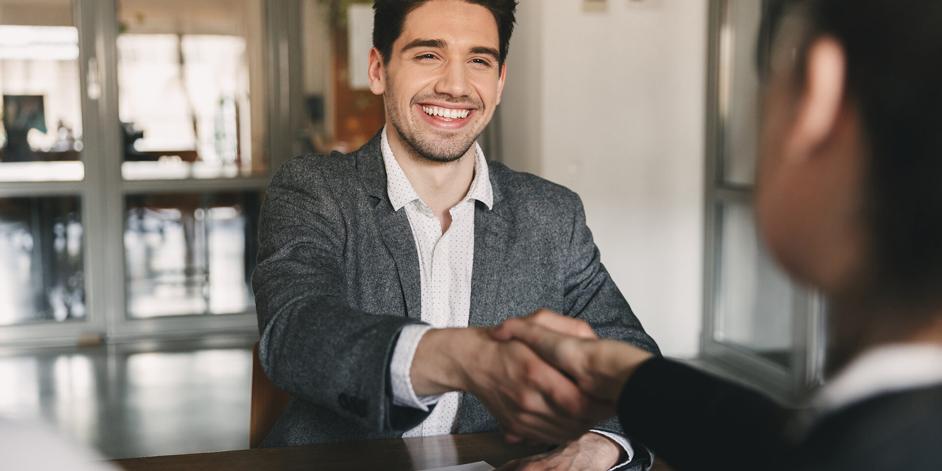 Business, career and placement concept – happy caucasian man 30s Business, career and placement concept - happy caucasian man 30s